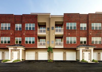 exterior of garages and balconies of The Station at Manayunk in Philadelphia, PA